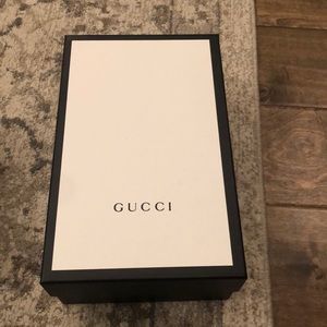Gucci box with two Gucci shoe bags.